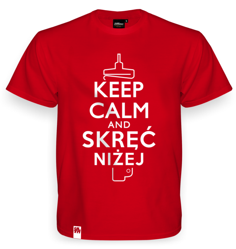 Czerwona koszulka Keep Calm & Skręć Niżej